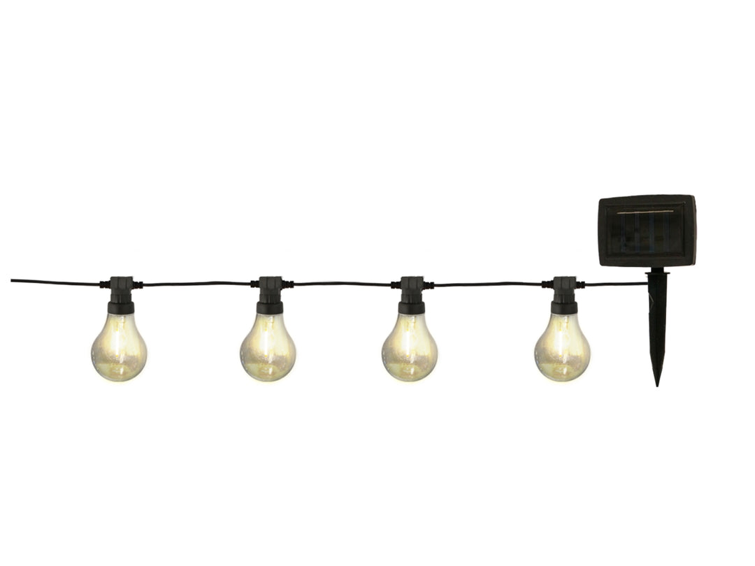 Catena 10 lampadine led bianco caldo con pannello solare da 4MT