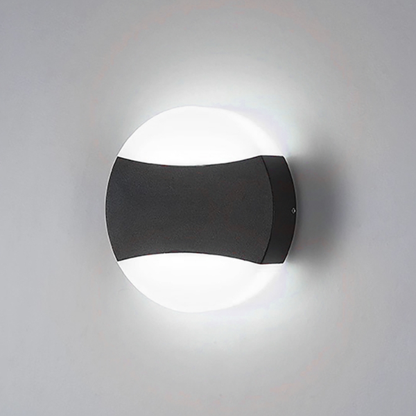 Applique da muro pvc con 2 led 16x3,5cm nero luce fredda/calda