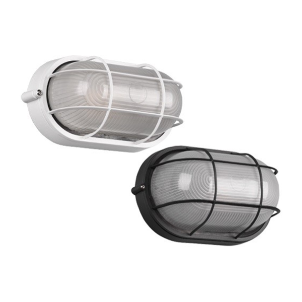 Plafoniera Ovale Trio Algi E27 IP44 Alluminio con Griglia HOMIX STORE