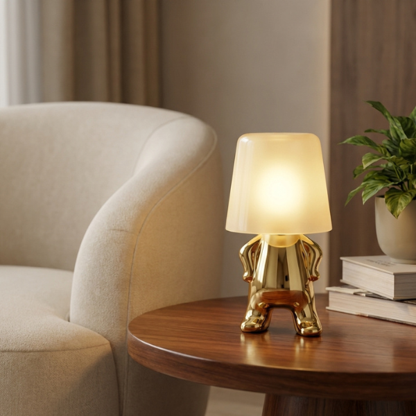 Lampada Omino Oro Touch LED Ricaricabile 3 Luci Dimmer