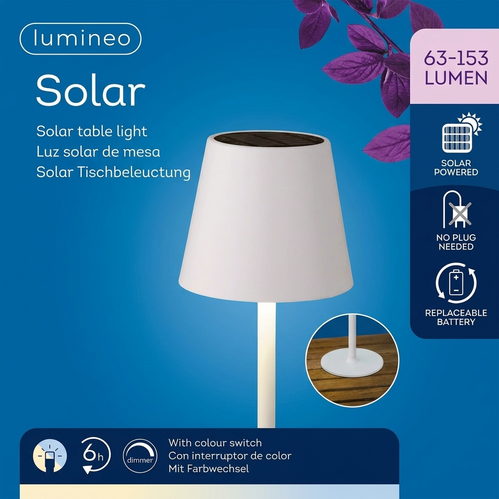 Lampada da tavolo solare in metallo Ricarica solare D.11 x H.37 cm