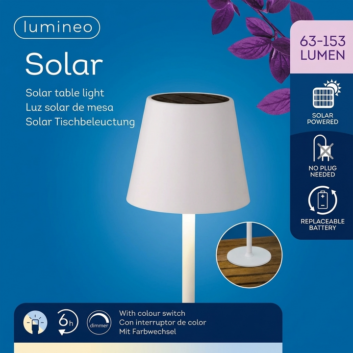 Lampada da tavolo solare in metallo Ricarica solare D.11 x H.37 cm