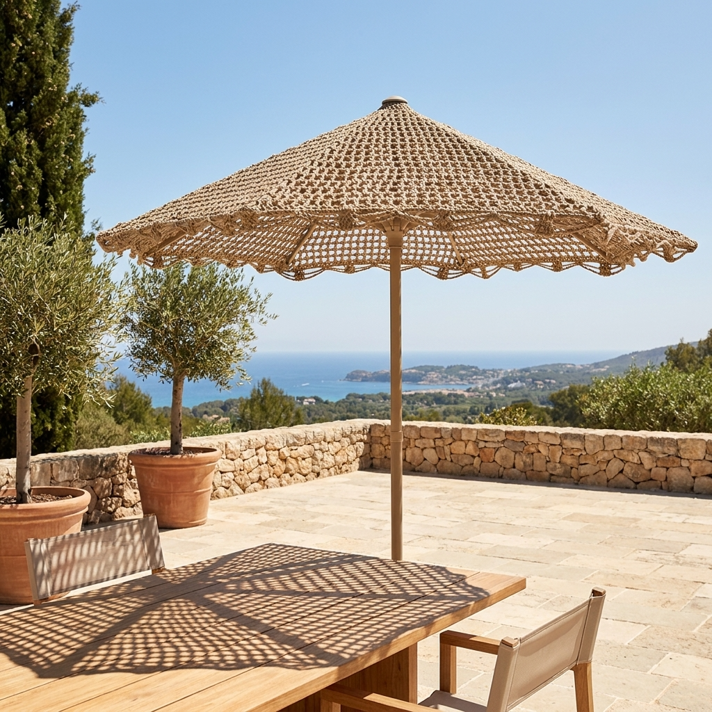 Ombrellone giardino tortora diametro 209 cm alluminio design moderno